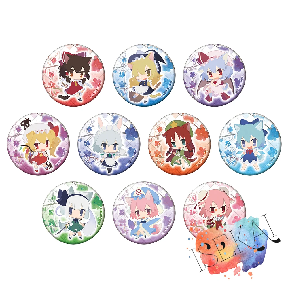 50мм Металлический значок TouHou Project Anime Reimu Marisa Satori Cirno Flandre Remilia Youmu Sakuya Tōhō Pins on.