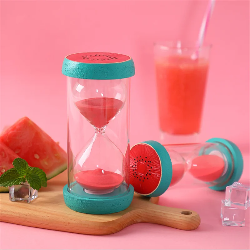 

Creativity Sand Timer Decor 5/15/20/30Minute Timer Glass Transparent Double Layer Drop Resistance Fruit Hourglass Room Ornaments
