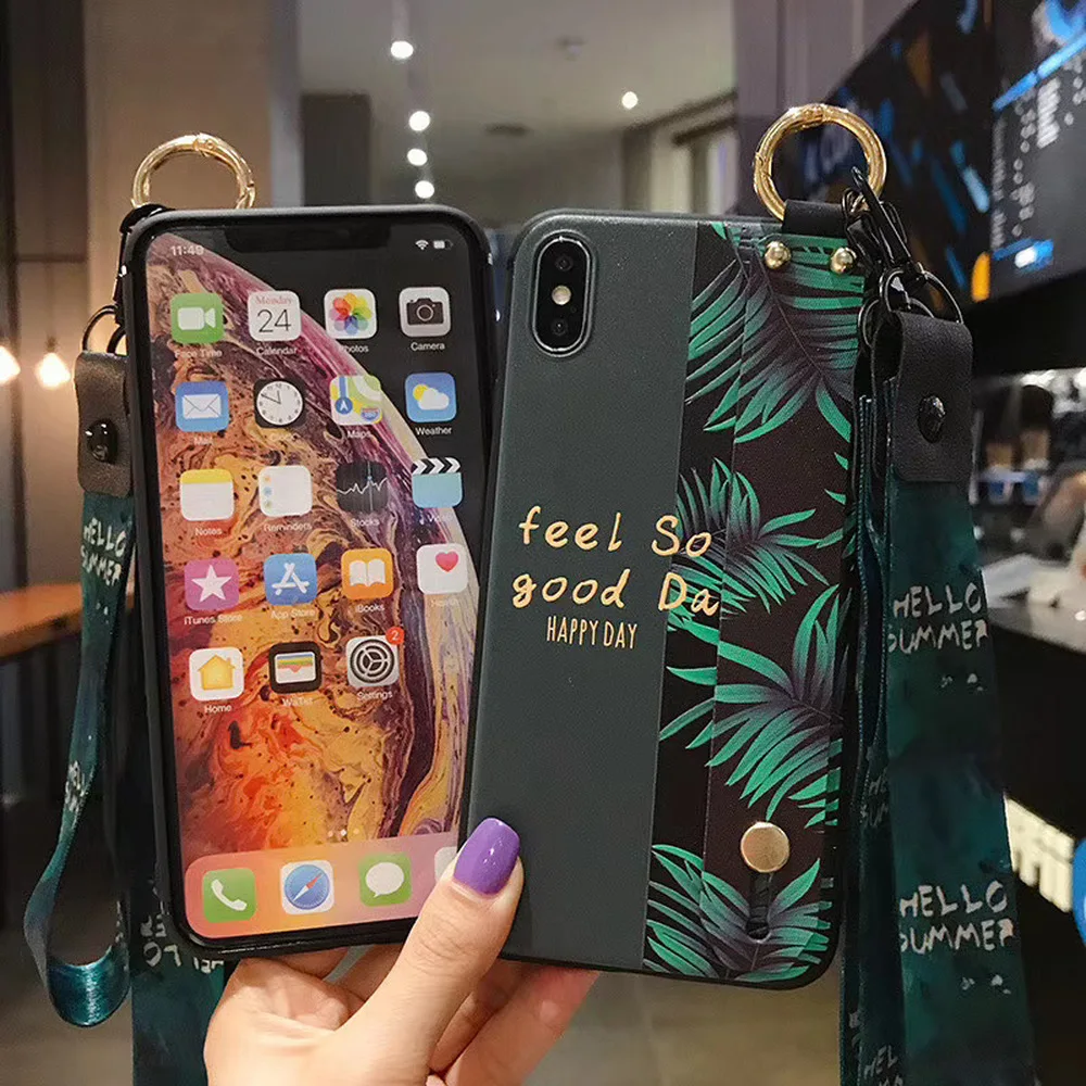 Чехол-подставка для iphone 7 6 8 6s + Plus X XS MAX XR с ремешком на запястье SE 2020 11 Pro Max Se2 Carcasa |