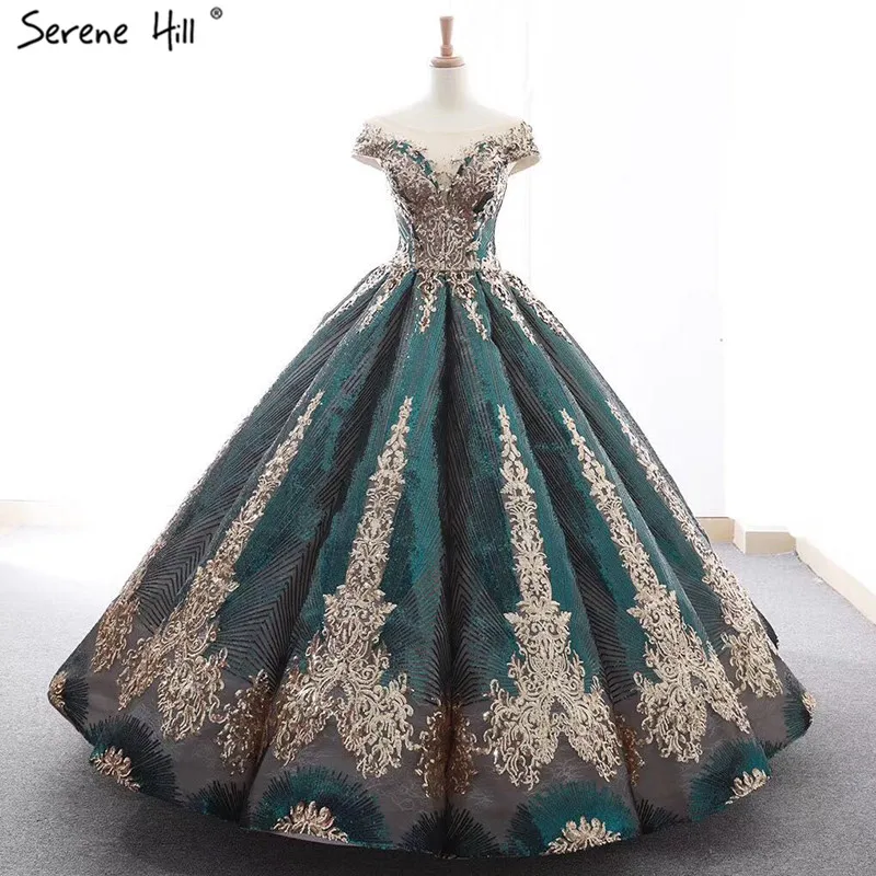 Green O-Neck Sequined Sparkly Luxury Wedding Dress 2020 High-end Sexy Sleeveless Bridal Gown BHM66754 Custom Made | Свадьбы и