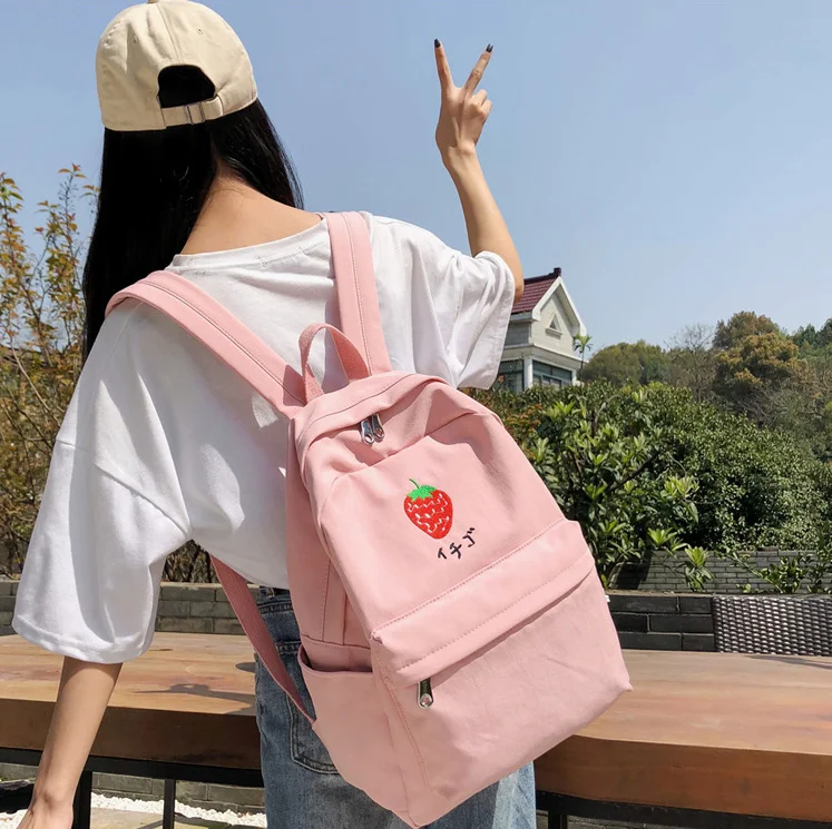 Новый фруктовый вышитый женский рюкзак маленький свежий водонепроницаемый