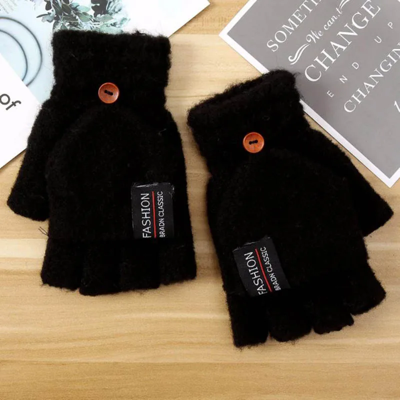 Женские перчатки с откидной крышкой Calymel теплые плотные варежки осенне зимние