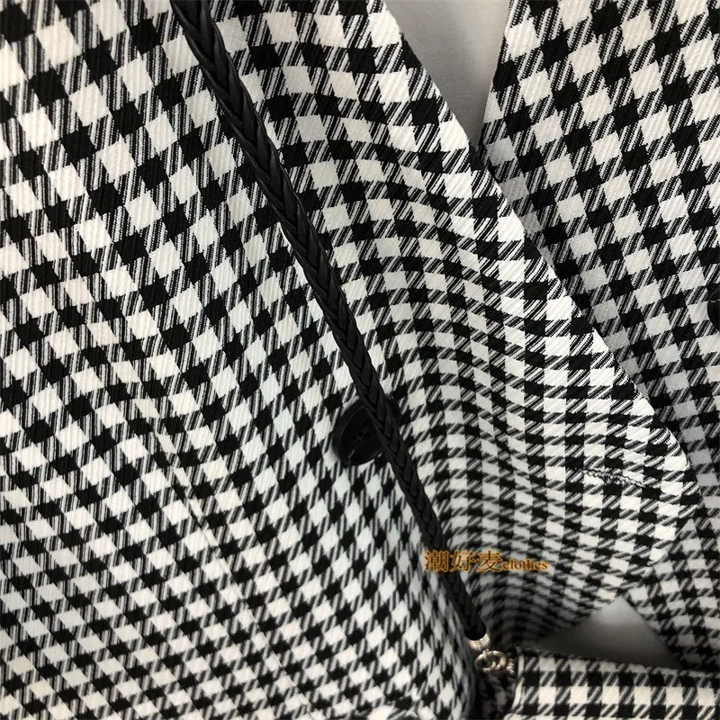 

2021 Spring Korean Fashion Women Loose Letter Print Short Sleeve T-shirt Women's Plaid Single Breasted Vest with Bag Two Piece