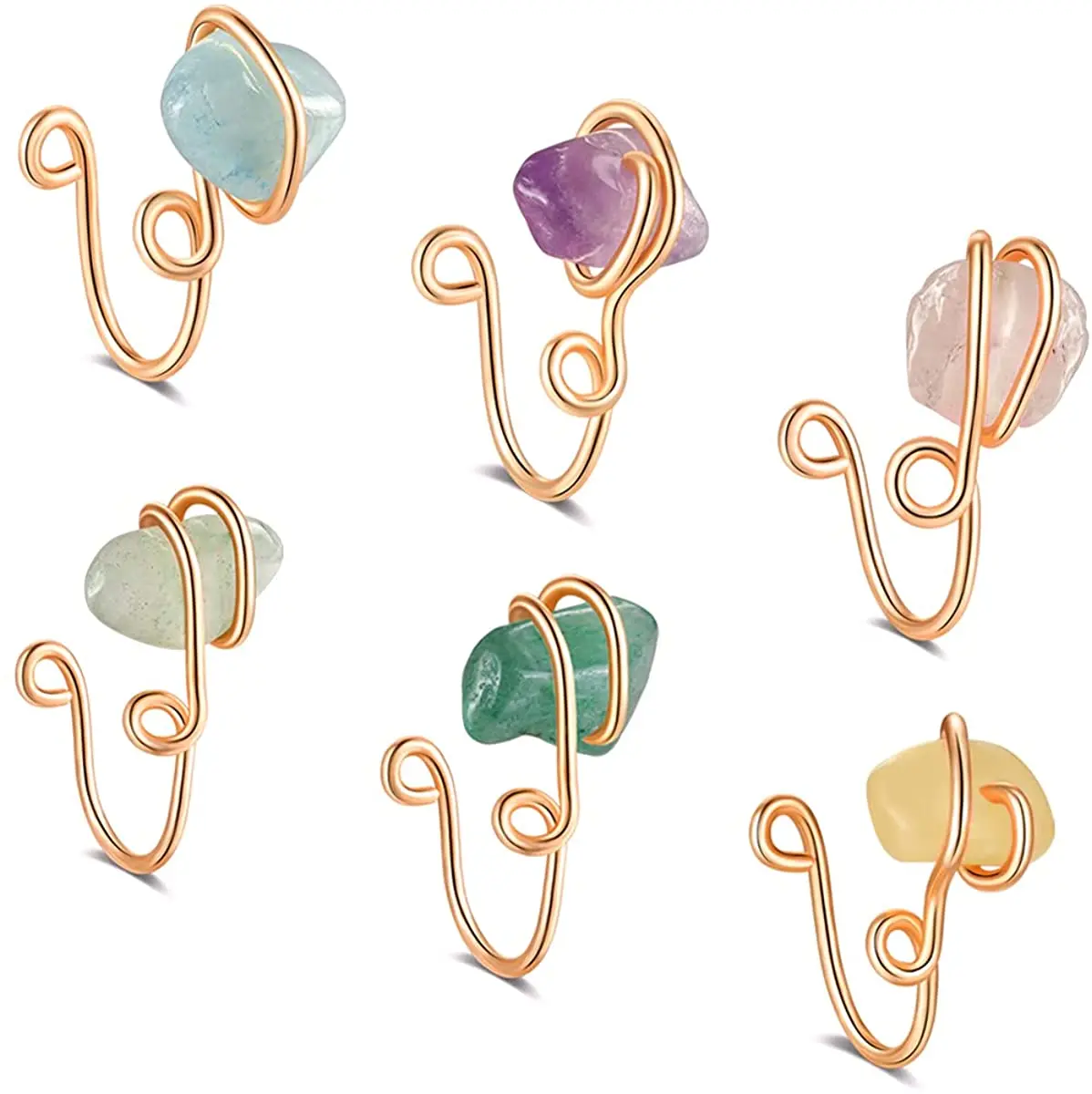 

6Pcs Crystal Nose Cuff Non Piercing Fake Nose Rings African Nose Cuff Clip on Nose Ring for Women Men Fake Piercings Jewelry