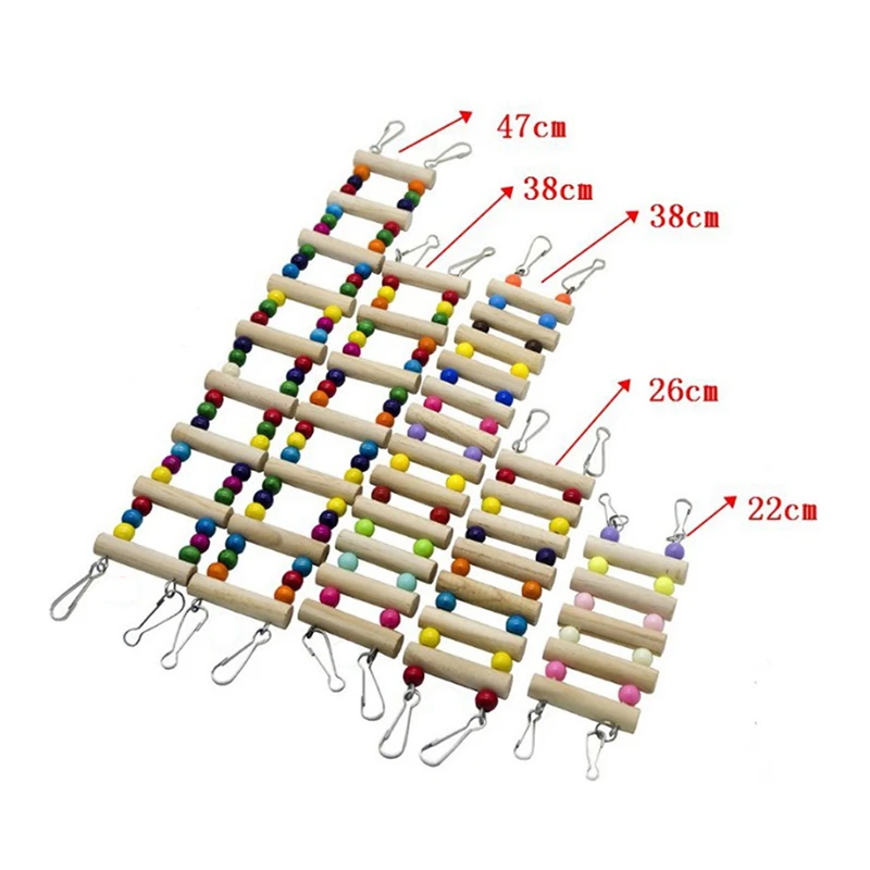 

Wooden Ladders Climbing Toy Hanging Colorful Balls And Wood Hanging Design Natural Wood Climbing Ladder Birds Pets Parrots Toys