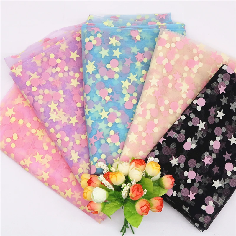 Тюль в горошек 100 см * 150 фатин для выпечки торта Топпер пачка бант с помпоном