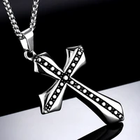 2021 fashion new silver cross pendant necklace men trendy simple stainless steel chain men necklace punk party jewelry gift