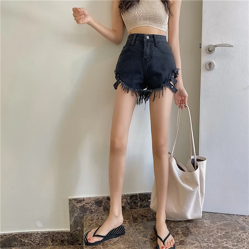 

Make firm offers new high net with red denim shorts hot pants