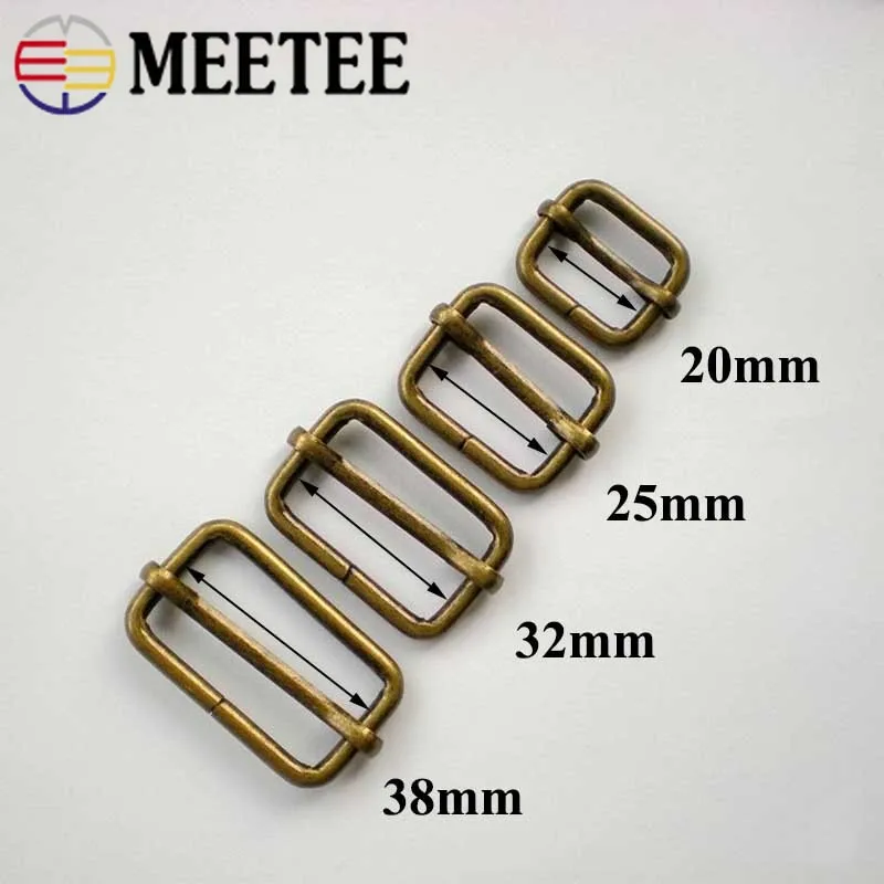 Meetee 5 шт. латунь ползунки Tri скользит пряжки ремня ID20/25/32/38 мм BF208 сумка