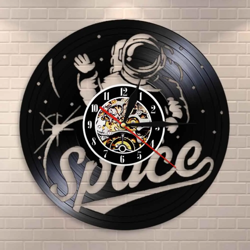 Астронавт виниловая пластина настенные часы космическая комната настенный