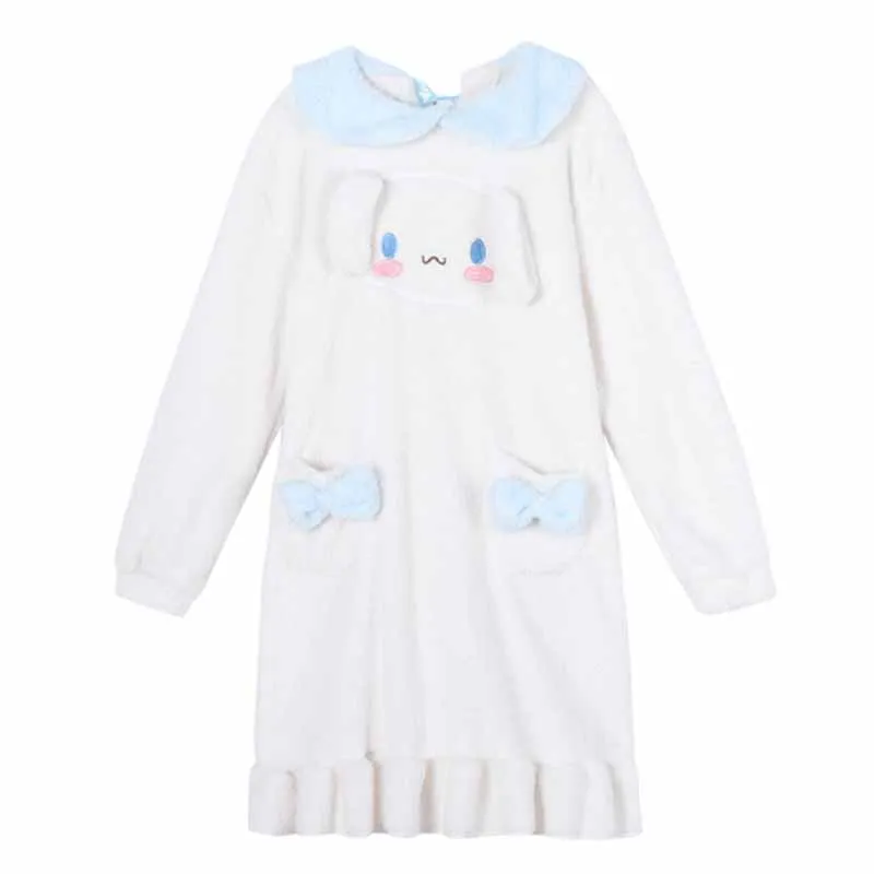 Японская Милая свободная ночная рубашка Женская милая Пижама на осень и зиму