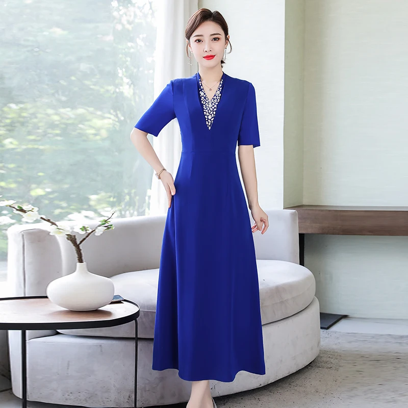 Весна Лето Женское тонкое платье 20 вечерние платья благородные матери