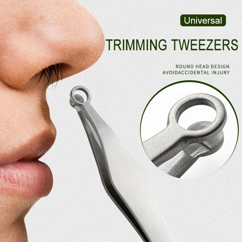 

Nose hair trimming tweezers round tip universal Eyebrow Tweezer trimming tweezers stainless steel Nose Hair Removal Tweezers