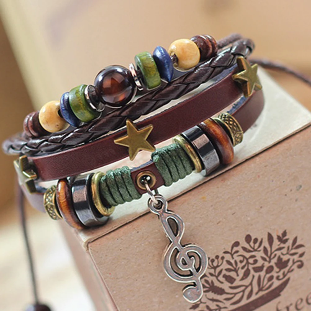 

new Love Letters ID Music Women Bracelet Stacks Note Charm Leather Wrap Bracelets & Bangles For Women Men Jewelry
