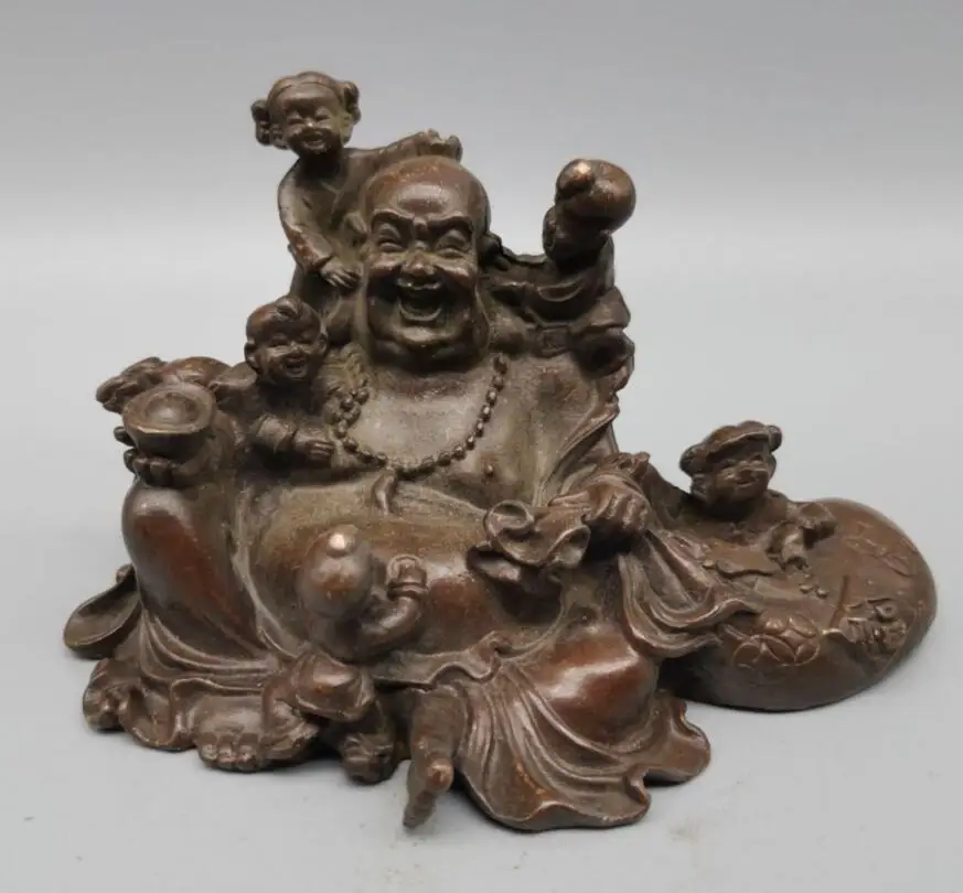 

China copper Five children maitreya Buddha small crafts statue