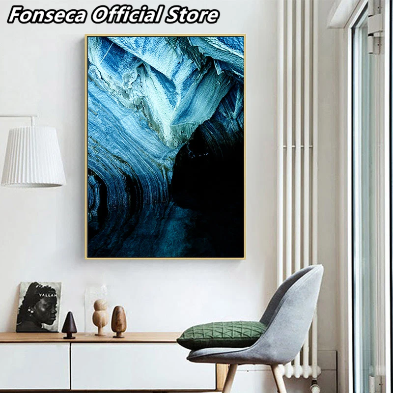 Водопад пляж Туманный лес пейзаж Картина природный Искусство на холсте в