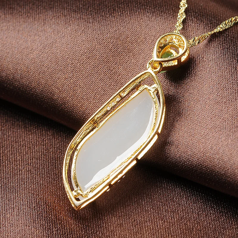 925 silver-encrusted and Tianyu White Jade pendants delicate gentle collarbone chain with certificate | Украшения и аксессуары