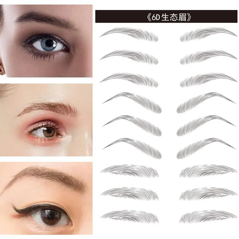 2021 NEW 9/10/18/20 Pair Eyebrows Tattoo Sticker Magic 4D Hair-like False Waterproof Lasting Makeup Water-based Eye Brow | Красота и