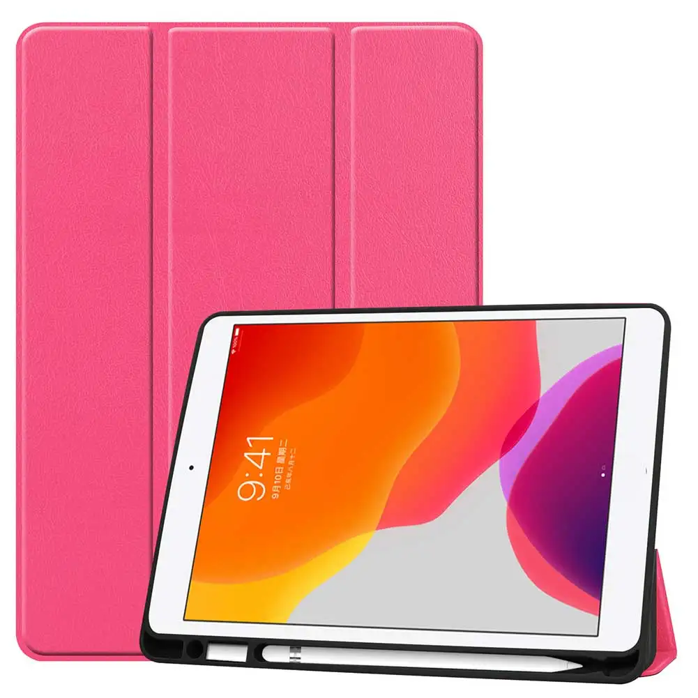 Rose Трехслойный кожаный Флип Стенд кожаный чехол для iPad 10,2 iPad 7th Gen A2197 A2198 A2200 чехол противоударный чехол с авто режимом включения и выключения Смарт Обложка - Цвет: Rose