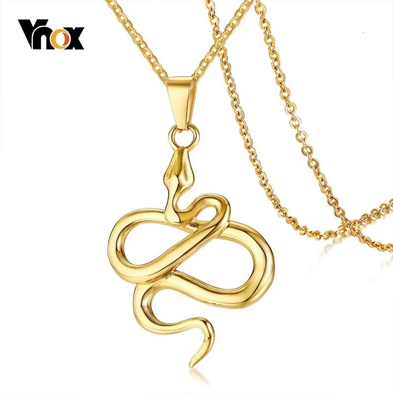 Vnox золотой тон из нержавеющей стали в форме змеи кулон ожерелья для мужчин