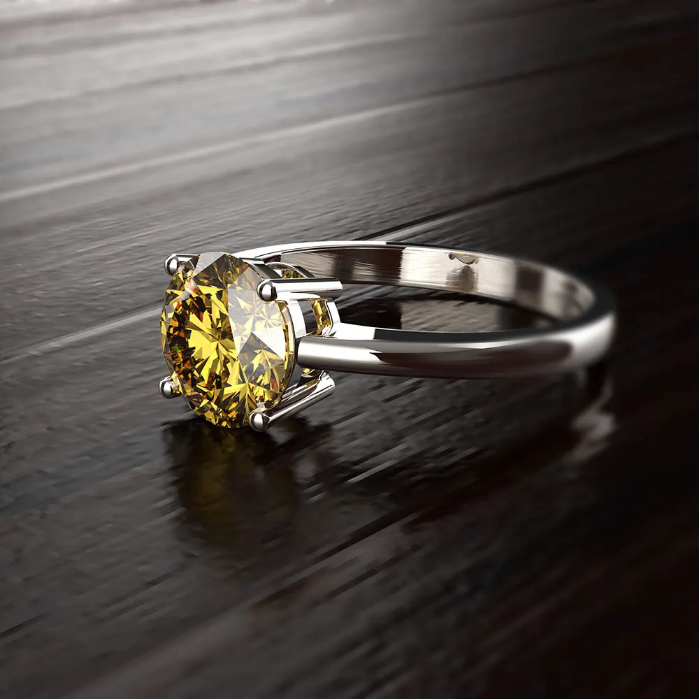 Yellow Wong Rain Classic Стерлинговое Серебро 925 искусственный муассанит драгоценный камень для свадьбы обручальное кольцо ювелирных изделий - Цвет камня: Yellow
