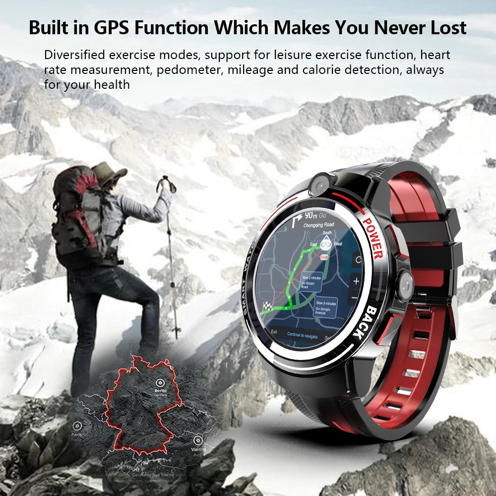

Smart Watch Android 7.1 4G GPS 1.39''AMOLED Screen Dual Camera Mobile Phone Call Heart Rate Men Reloj Inteligente PK Kospet HOPE