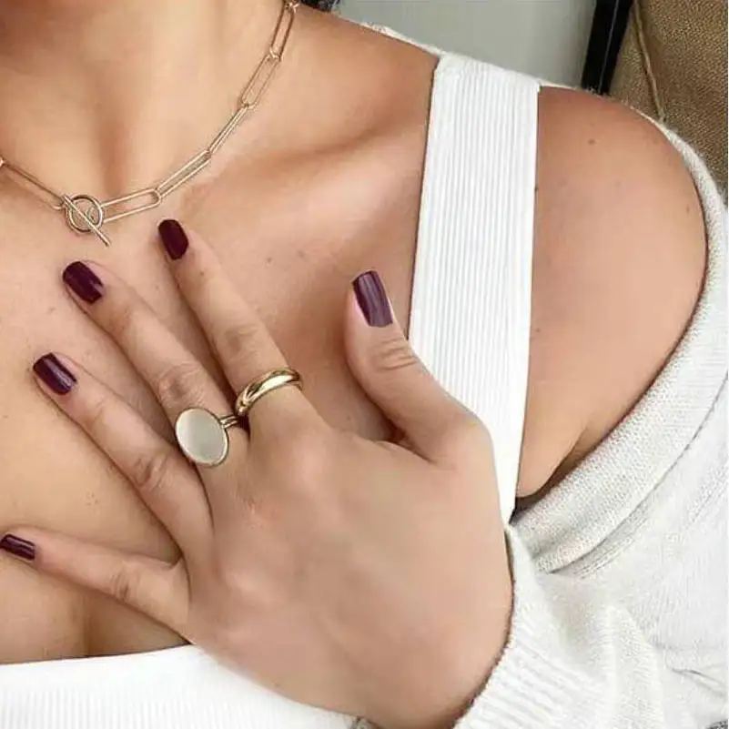 18K золото IP покрытие кольцо из нержавеющей стали для женщин минималистичное