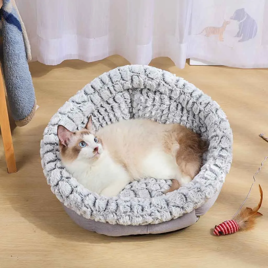 

Round Pet Bed Plush Super Soft Kennel Dog Round Cat Winter Warm Sleeping Bag Puppy Cushion Mat Portable Cat Supplies J50