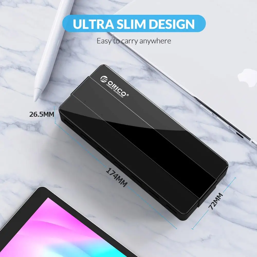 USB Концентратор ORICO на 7 портов с 4 портами 3 0 и адаптером питания 12 В|USB-хабы| |