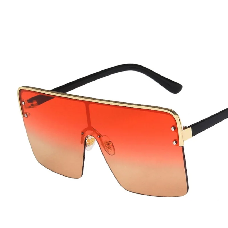 

Semi-Rimless Shades 2021 Women Oversize Sunglasses Vintage Retro Men Gafas De Sol Fashion Goggles Luxury Designer Oculos UV400