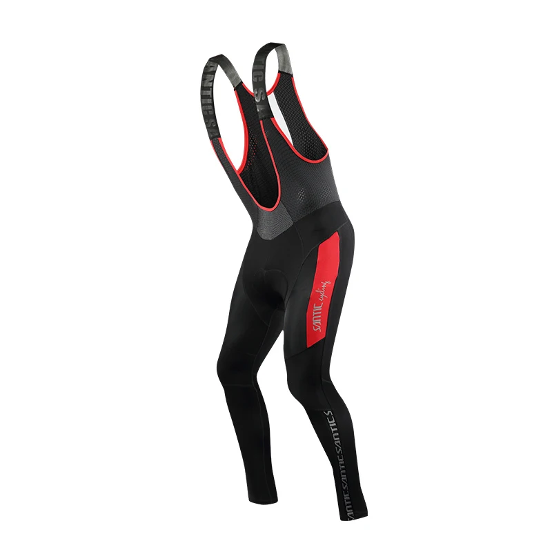 Seyle 1-M7C04094-Red SANTIC, осенне-зимний комбинезон для велоспорта, гелевая подкладка, PRO, для верховой езды, MTB, для горного велосипеда, Биб, трико, уличное Спортивное нижнее белье, велосипедные брюки - Цвет: Seyle 1-M7C04094-Red