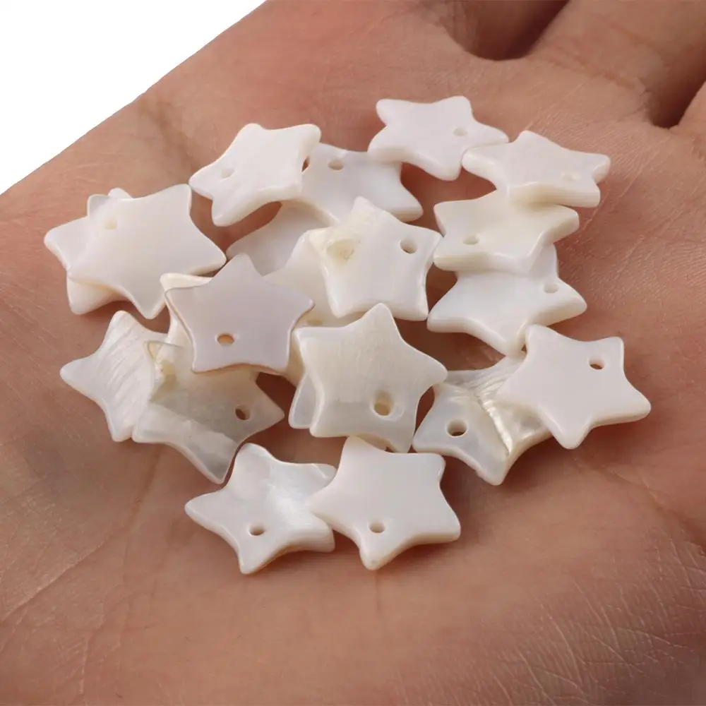 30pcs White Mother of Pearl Cross Round Star Heart Square Shapes Loose Shell Beads For Jewelry Making DIY Charm Bracelet Pendant images - 6