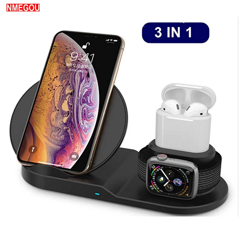 Для Apple IPhone X XR XS Max 8 Plus Watch Series 1 2 3 4 Airpods в Быстрое беспроводное зарядное устройство