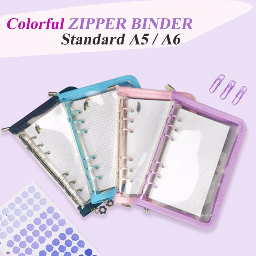

Glittering Transparent A5 A6 6holes Zippers DIY Photocard Binder Organizer K-Pop Idols Lomo Photo Card For DIY Journal Album