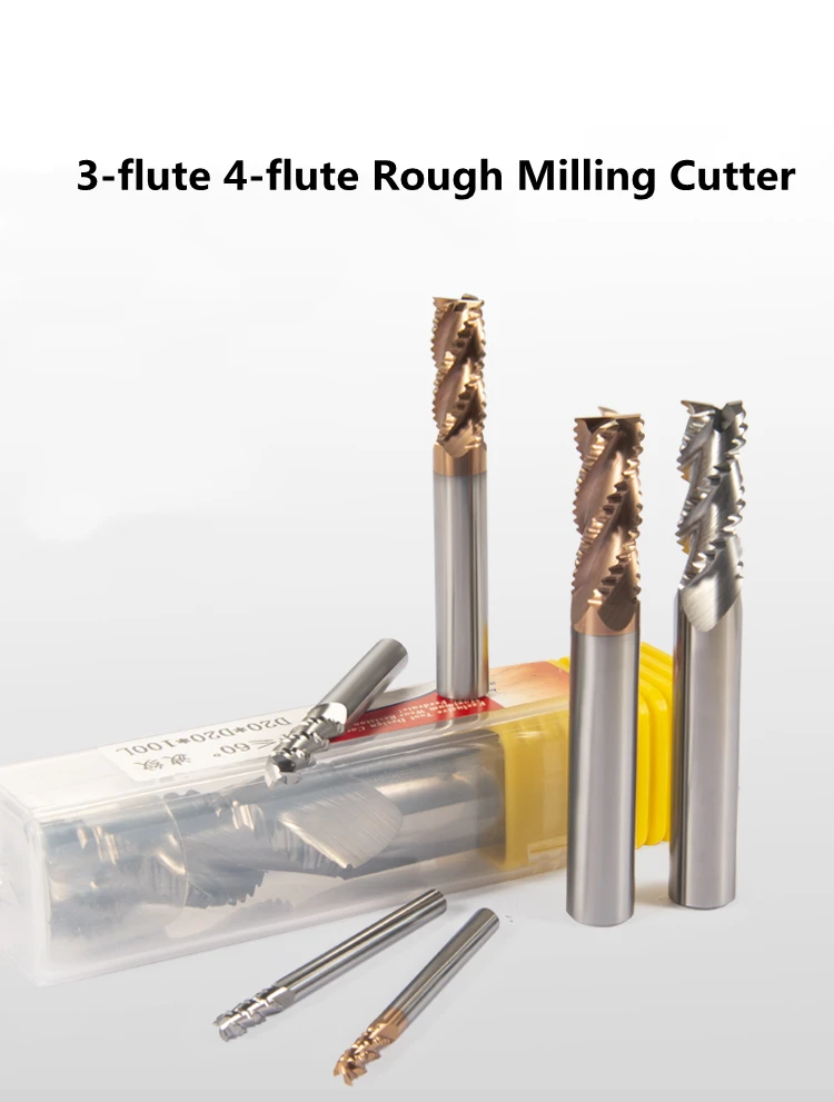 

60 Degree 3 flute 4- flute Corrugated Rough Milling Cutter For Aluminum Steel With Tungsten Steel Alloy Roughing End Mill