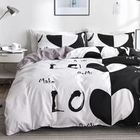 simply style duvet cover set soft polyester bedclothes white black love bedding set eu single us queen bed linen set for adults