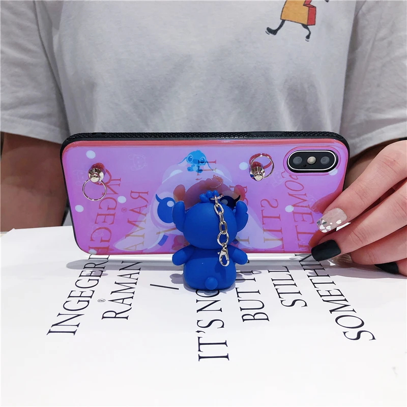 4pcs For Huawei P30 P20 stitch Angel case Cartoon Soft back mate20 pro honor20 nova 345 9X 8X cover +toy+strap |