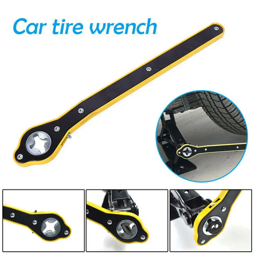 

Bicycle Car Handle Repair Tool Screw Labor-Saving Garage Tire Wheel Lug Wrench Car Scissor Jack Ratchet Wrench