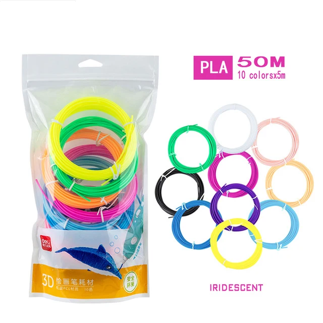 

Deli 3D Printing Pen Child Three-dimensional Painting Pens Consumables 50 Meter Low Temperature Toy Gift for Kids Design Drawing