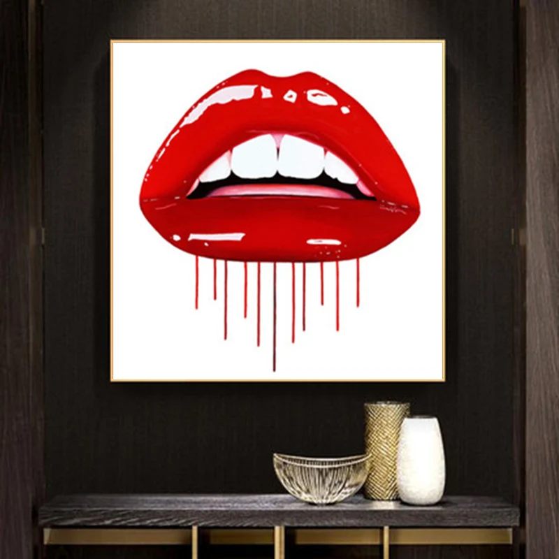Современная Настенная Картина на холсте абстрактные сексуальные красные губы плакаты и принты настенные картины для гостиной украшение до...