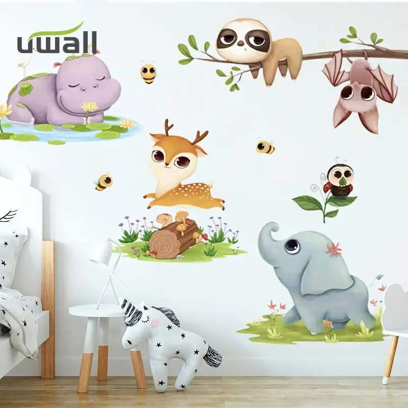 

Cartoon Cute Baby Animal Wall Stickers Kids Room Wall Decor Boy Baby Bedroom Wall Sticker Home Decoration Self-Adhesive Stickers