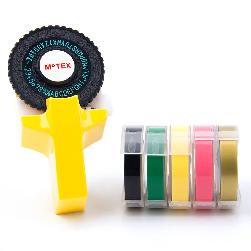 UniPlus Motex 3D производитель этикеток для Dymo 3D лент E101 руководство Typerwriter лента этикеток для принтера DIY письмо стикер - Цвет: Yellow-5pcs-5