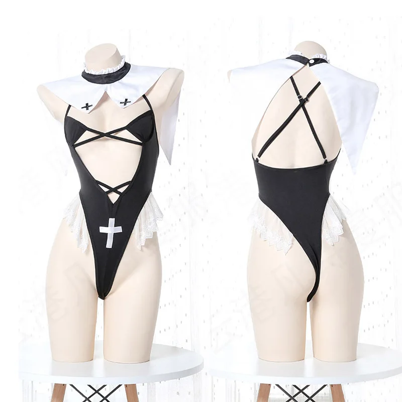 

Sexy Lingerie Body Suit for Women Lolita Cute One Piece Swimwear Sukumizu Sister Lingerie Set Sexy Nun Cosplay Uniform Wholesale
