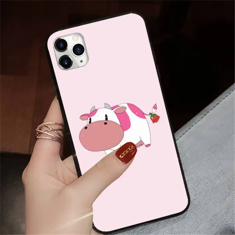 

Lovable pink cute strawberry cow Phone Case for iPhone 11 12 pro XS MAX 8 7 6 6S Plus X 5S SE 2020 XR