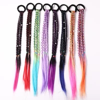 1pcs new european and american childrens color hair rope colorful gradient wig twist braid rubber band cute headdress dress up