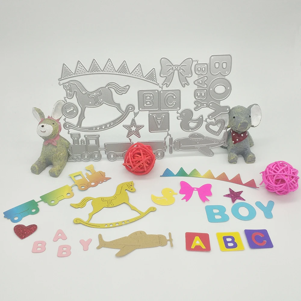 

12 precious toys, letters, airplanes, trains, Trojans, metal cutting moulds, DIY, decorative printing knives