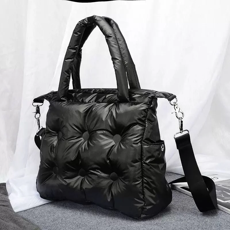 

Winter Women Space Pad Cotton Feather Down Bag Bucket Handbag Luxury Brand Designer Shoulder Tote Bag