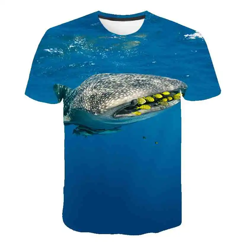 Детская футболка с 3d изображением акул и дельфинов детская Милая Одежда для