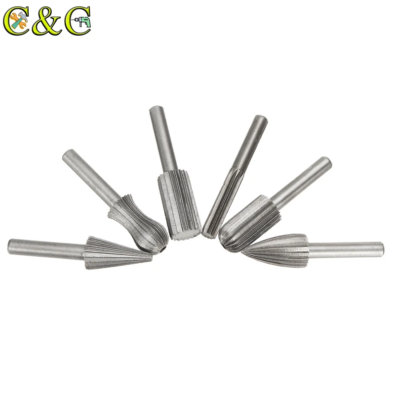 

6pcs 6mm shank HSS Rotary Drill Bit Files Burr Drill Bits Rasp Burrs Electric Grinder Accessories for Metal Engraving /polishing