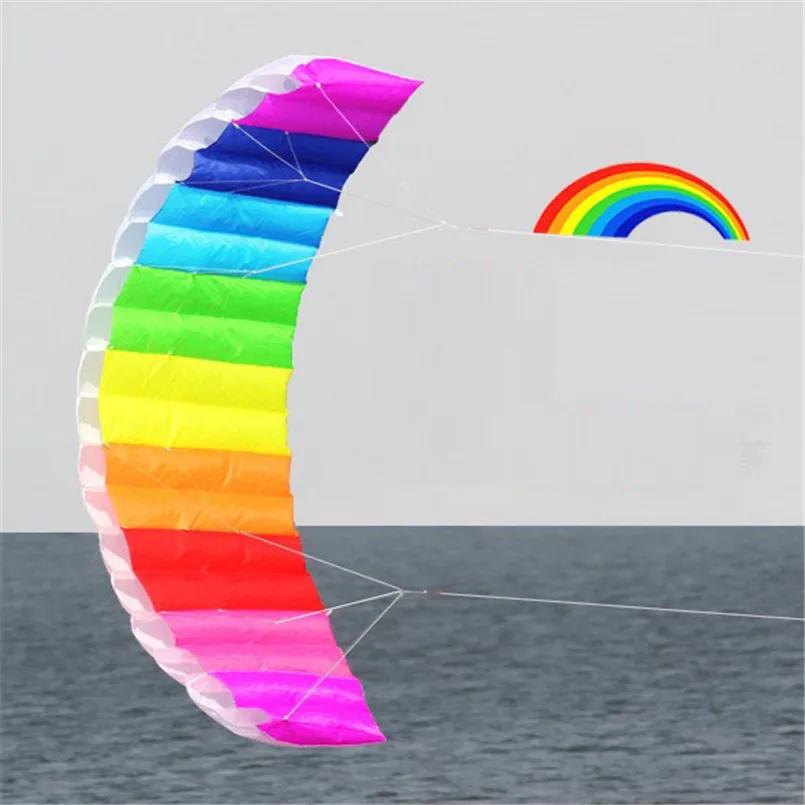 

1.4m Rainbow Dual Line Stunt Parafoil Kite Outdoor Sport Toys For Children With Flying Tools Line Sailing Kitesurf Beach Kite